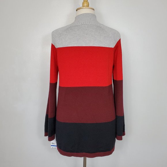 Charter Club Mock Neck Flared Sleeve Color Block Knit Sweater NEW NWT Size XL - Picture 7 of 14